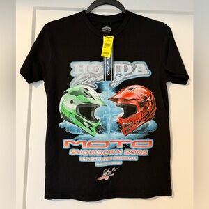 Tilly's Black Graphic Tee with Red & Green Helmet Art